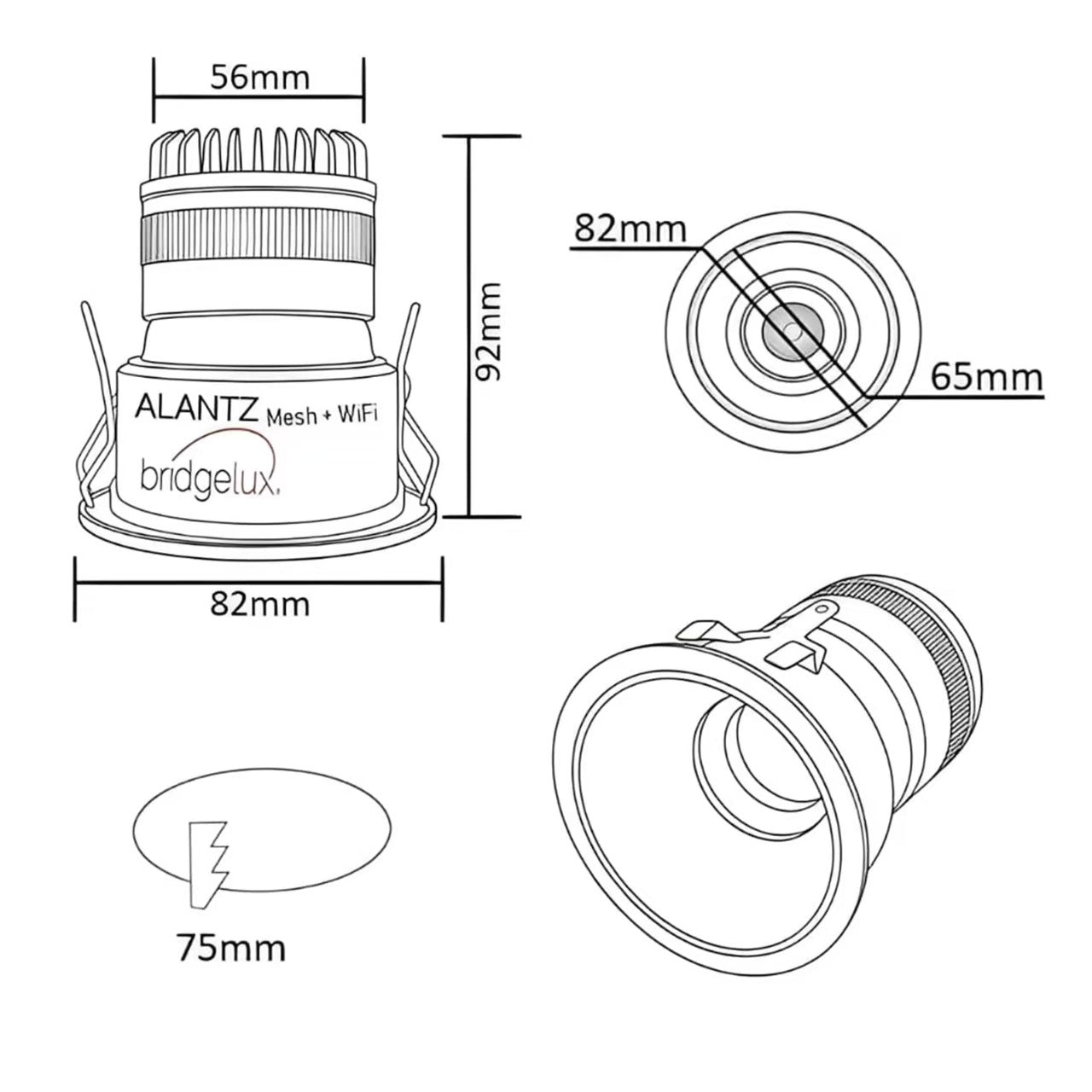 ALANTZ AL665 -12W SMART COB TRI COLOR LED DOWNLIGHT BRIDGELUX LED CHIPSET, Works with Smart-life App Google N Alexa
