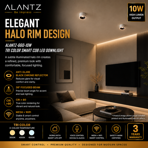 ALANTZ 660 Smart Tri-Color COB LED Downlight (10W)