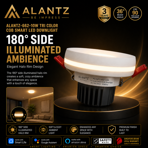 ALANTZ AL662 Smart Tri-Color COB LED Downlight (10W)