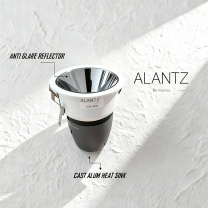 ALANTZ AL66 -12W SMART COB TRI COLOR LED DOWNLIGHT BRIDGELUX LED CHIPSET, Works with Smart-life App Google N Alexa