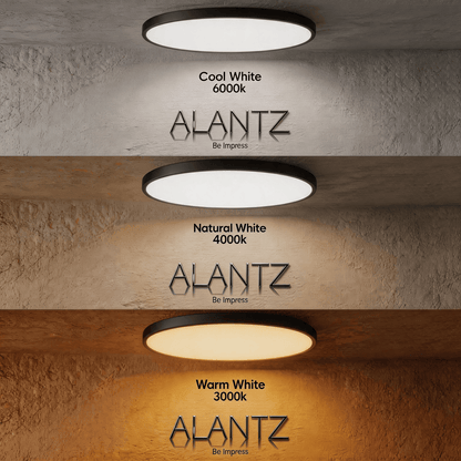 ALANTZ Ultra Slim LED Ceiling Light with 3CCT Selectable 3000K/4000K/6000K, High Brightness & Energy Saving, Uniform Light Distribution, Instant Start, Flicker-Free Operation, 3 Years Exchange Warranty