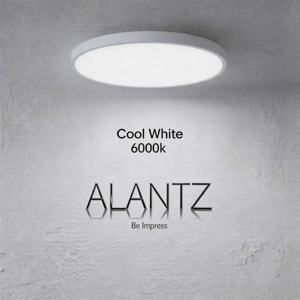 ALANTZ Ultra Slim LED Ceiling Light with 3CCT Selectable 3000K/4000K/6000K, High Brightness & Energy Saving, Uniform Light Distribution, Instant Start, Flicker-Free Operation, 3 Years Exchange Warranty