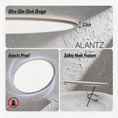 ALANTZ Ultra Slim LED Ceiling Light with 3CCT Selectable 3000K/4000K/6000K, High Brightness & Energy Saving, Uniform Light Distribution, Instant Start, Flicker-Free Operation, 3 Years Exchange Warranty
