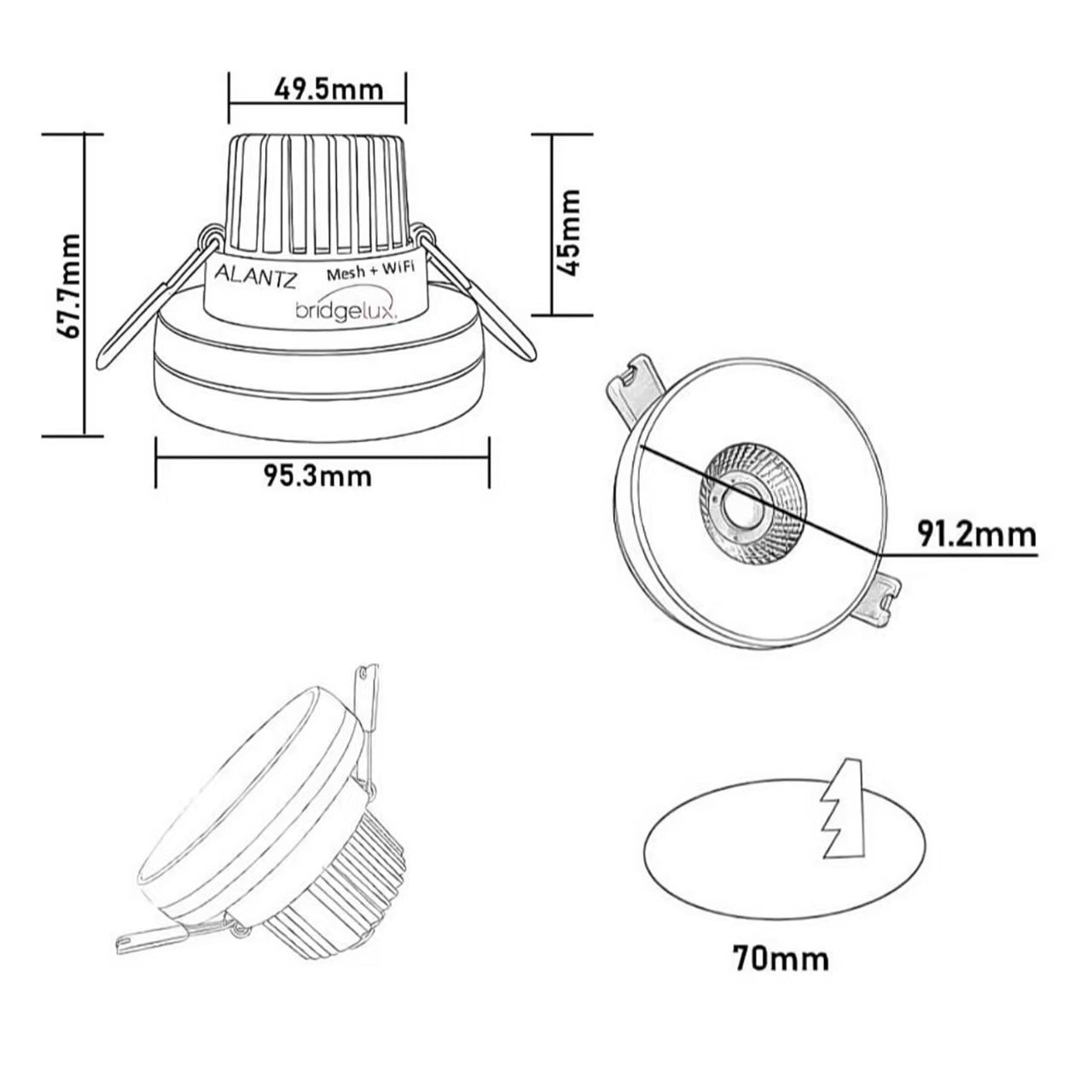 ALANTZ AL662-10W SMART COB TRI COLOR LED DOWNLIGHT BRIDGELUX LED CHIPSET, Works with Smart-life App Google N Alexa