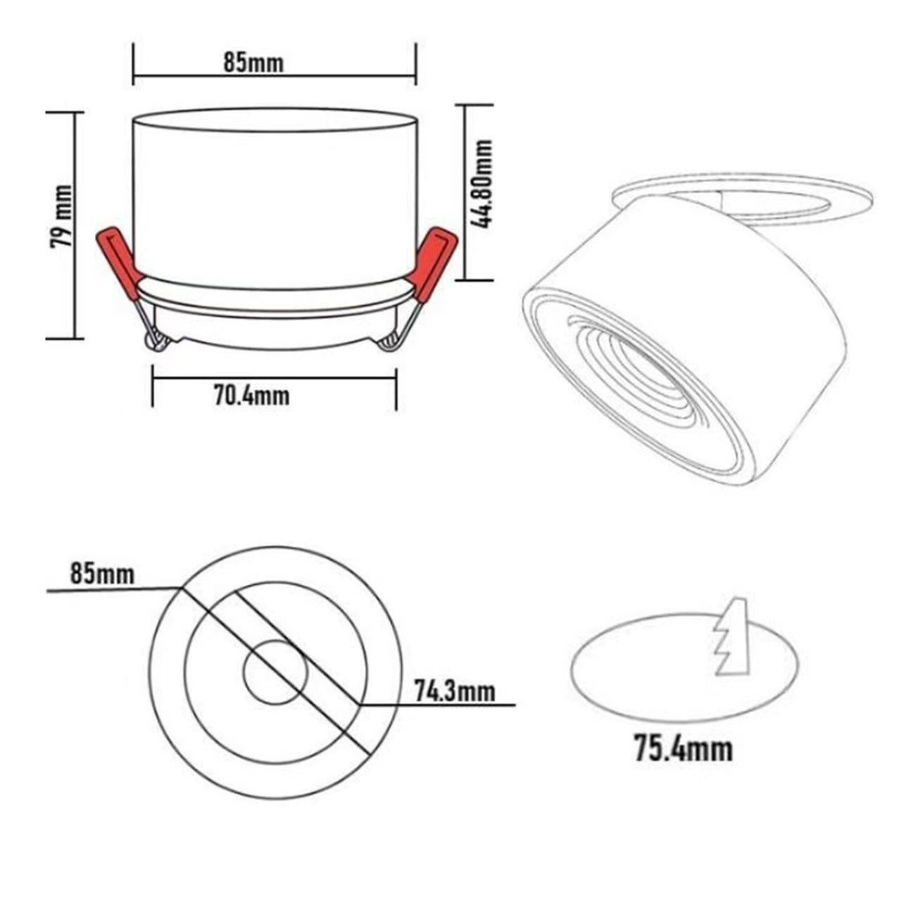 ALANTZ-663-10W  WH/BK COB TRI COLOR SMART LED DOWNLIGHT BRIDGELUX LED CHIPSET, Works with Smart-life App Google N Alexa