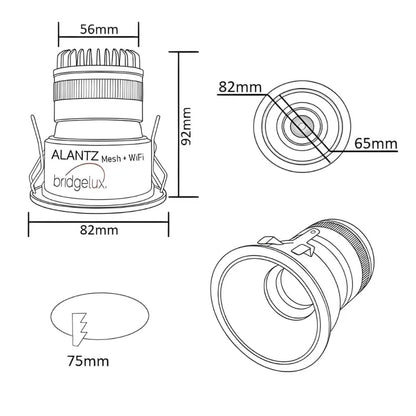 ALANTZ AL665 -12W SMART COB TRI COLOR LED DOWNLIGHT BRIDGELUX LED CHIPSET, Works with Smart-life App Google N Alexa