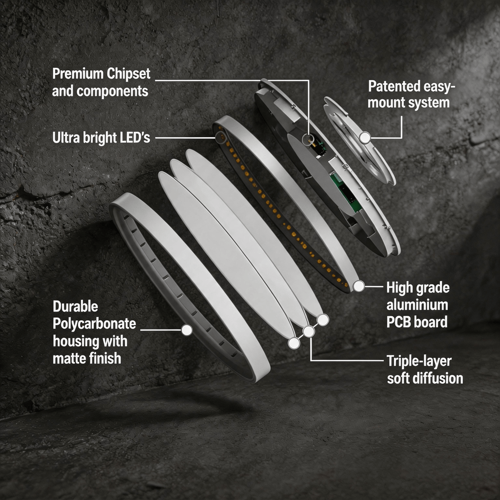 ALANTZ Ultra Slim LED Ceiling Light with 3CCT Selectable 3000K/4000K/6000K, High Brightness & Energy Saving, Uniform Light Distribution, Instant Start, Flicker-Free Operation, 3 Years Exchange Warranty