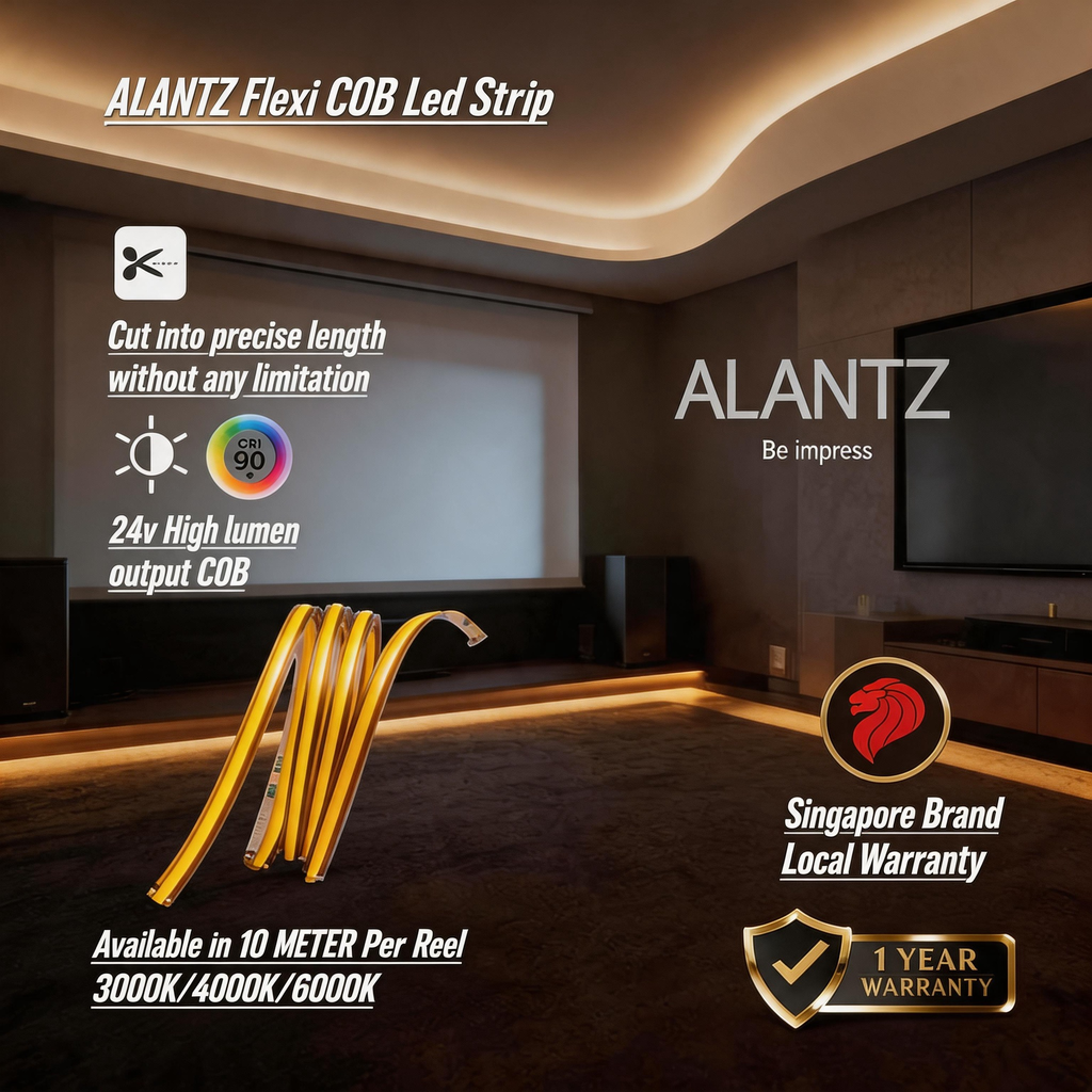ALANTZ Flexi COB LED Strip for Cove Lighting - 3000K/4000K/6000K - Ultra Flexible & Energy Efficient - 10 Meter Per Reel - 1 Year Warranty