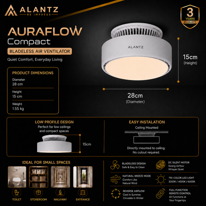 ALANTZ - AuraFlow Compact Bladeless Air Ventilator