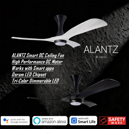 ALANTZ-AUTUMN 46 / 56 INCH SMART BLDC CEILING FAN 20W OSRAM LED CHIPSET WORKS WITH SMART-LIFE APPS N COMPATIBLE  WITH GOOGLE N ALEXA