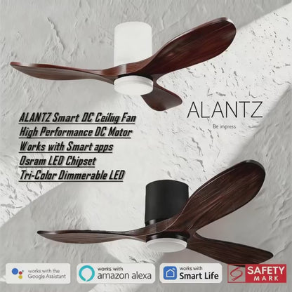 ALANTZ-BLISSFUL 42 / 52 INCH SMART BLDC CEILING FAN 24W OSRAM LED CHIPSET WORKS WITH SMARTLIFE APPS N COMPATIBLE WITH GOOGLE N ALEXA