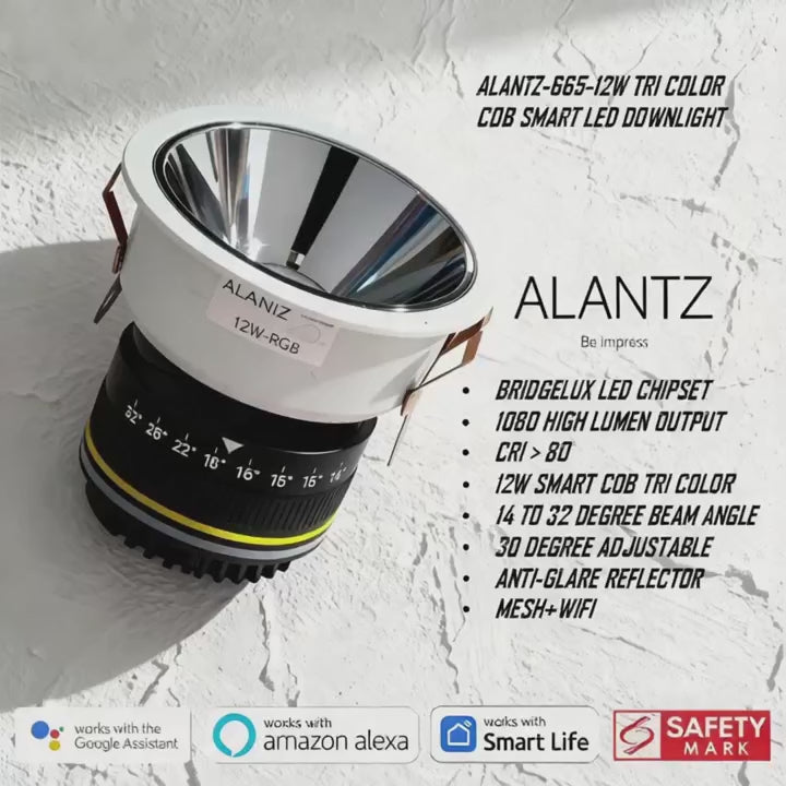 ALANTZ AL665 Smart Tri-Color COB LED Downlight (12W)